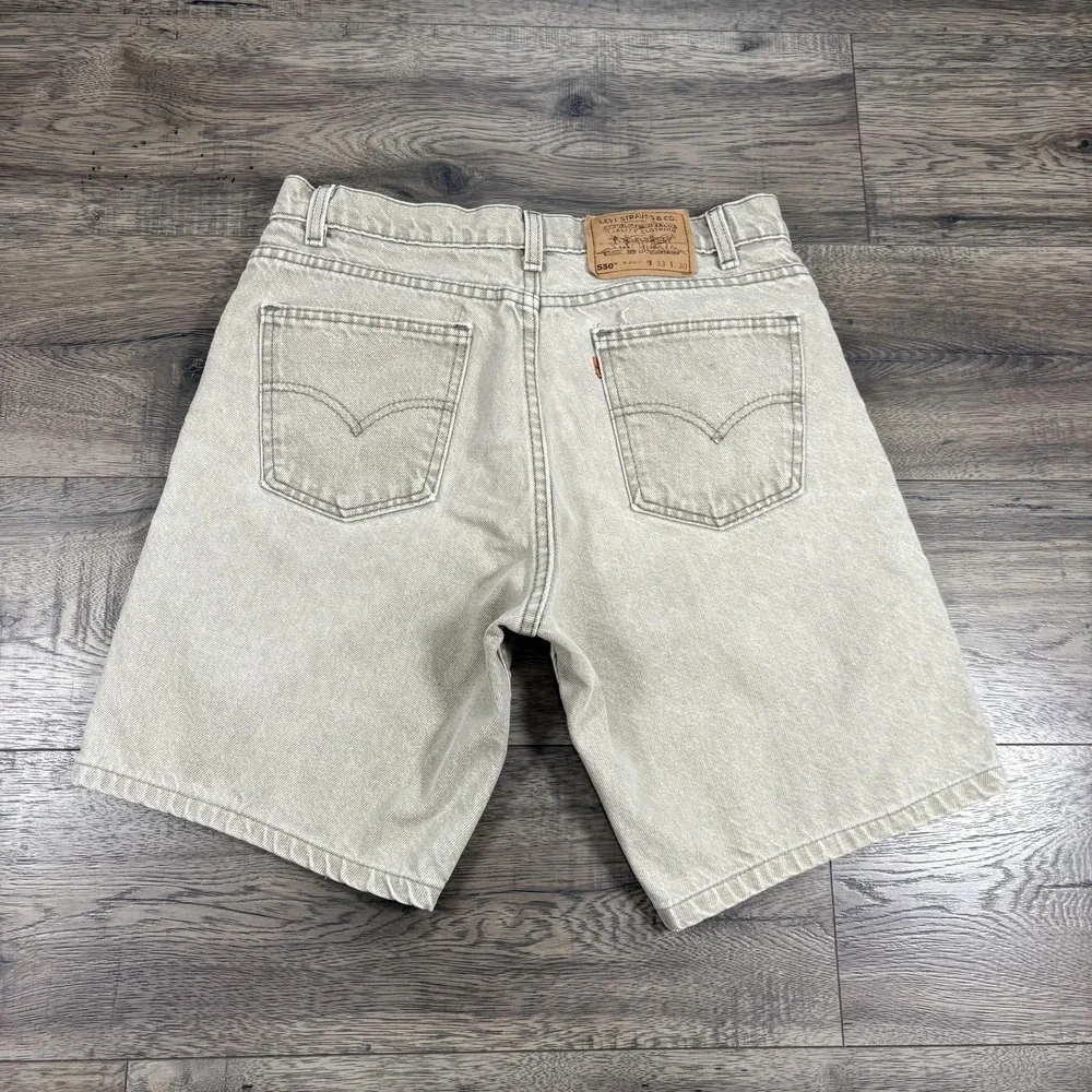 Vintage Levis 550 Shorts Mens‎ 33 Beige Denim Relaxed Fit Orange Tab USA 90s